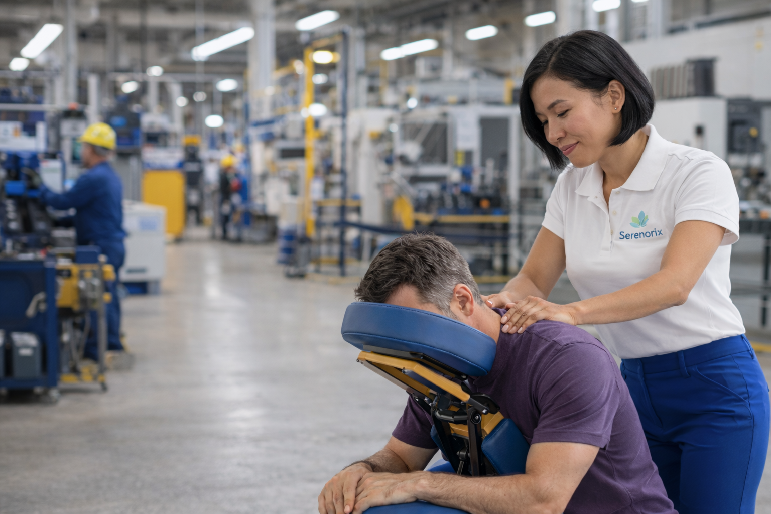 On-site chair massage in manufacturing and facilities